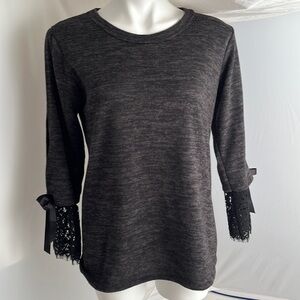 Femme Fatal black heather split sleeve top